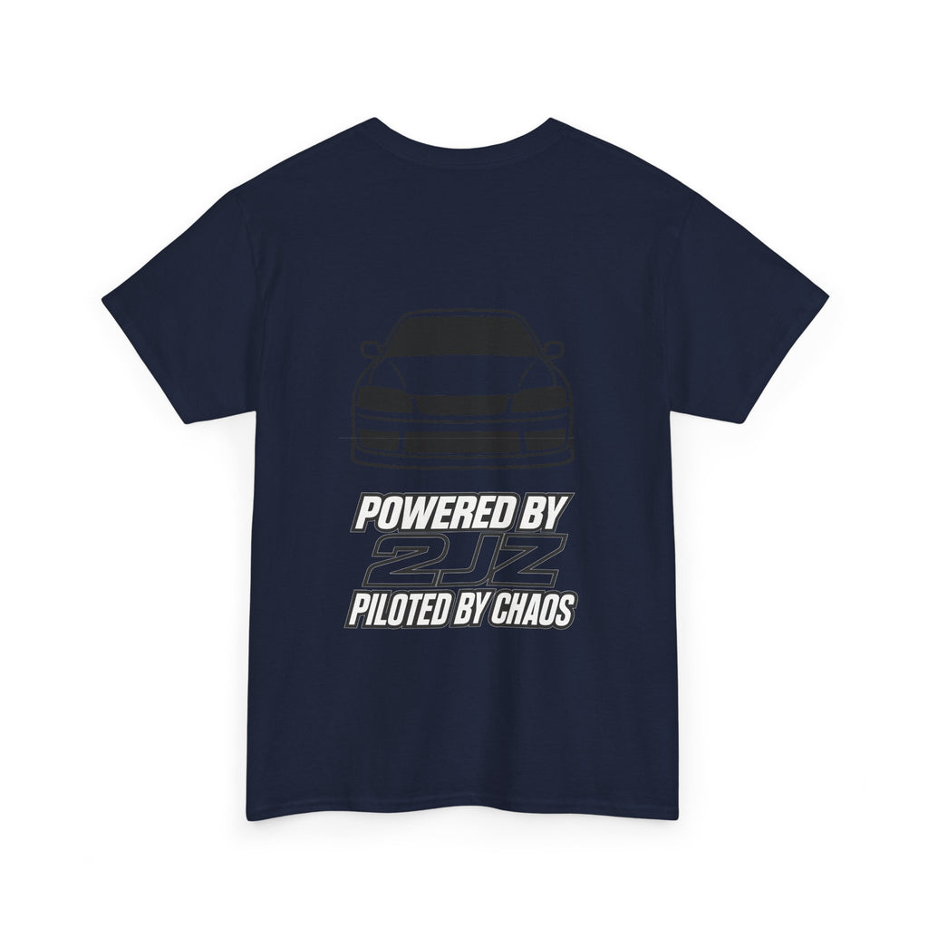 Car Drift Tee — Minimal Front Logo & Rear Skyline Coupe Graphic