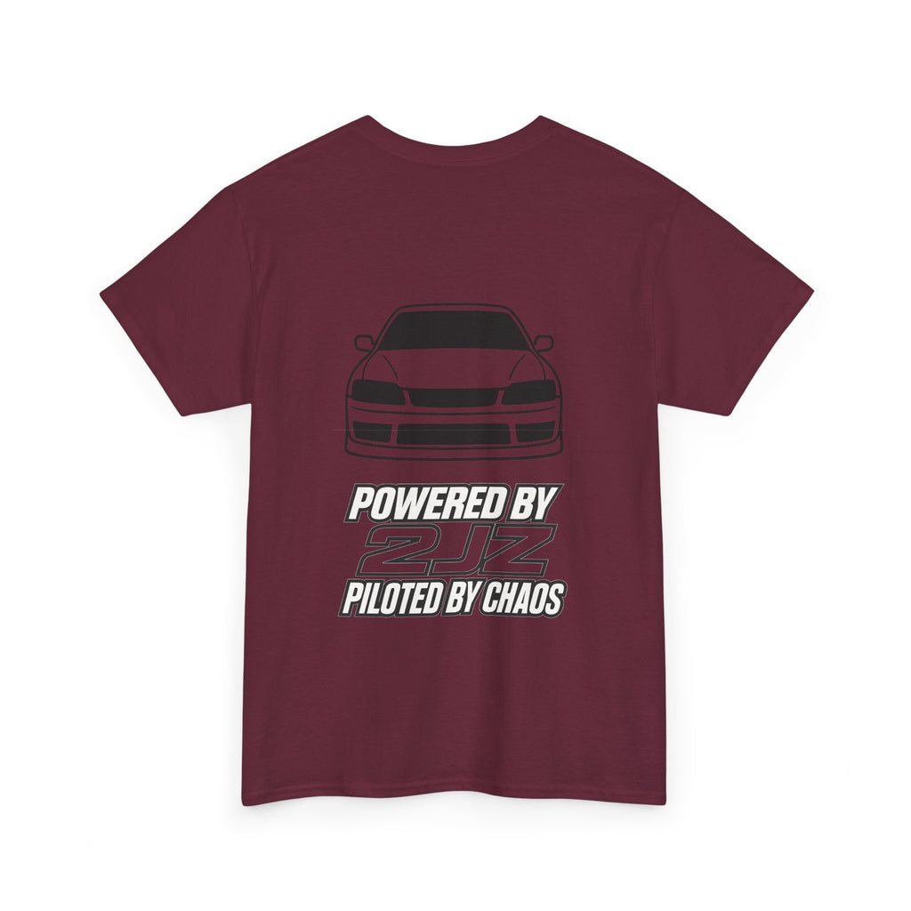 Car Drift Tee — Minimal Front Logo & Rear Skyline Coupe Graphic